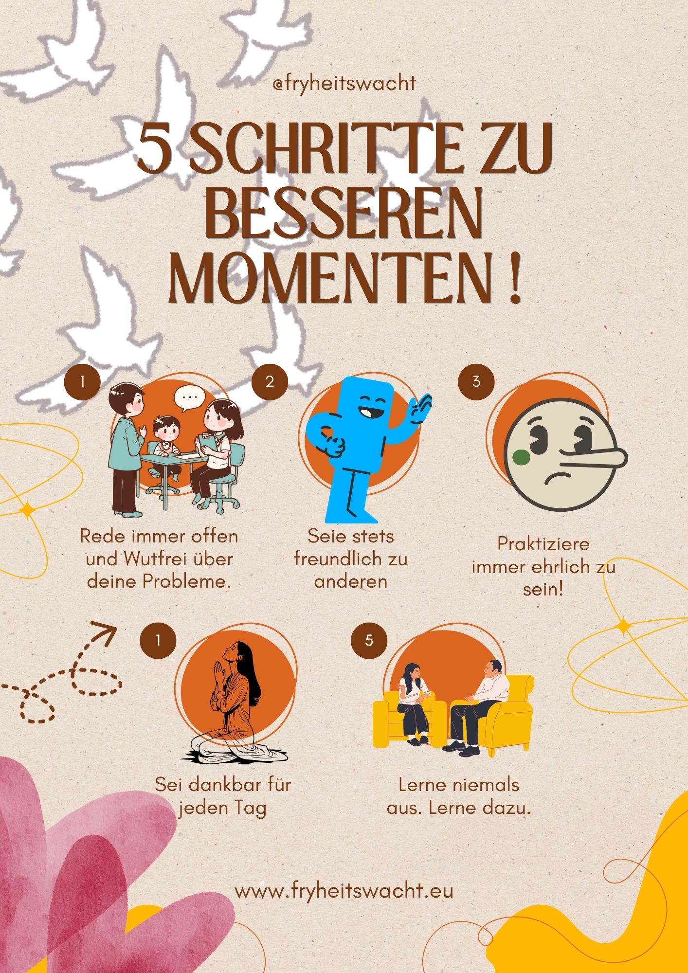 Infoblatt um das eigene Leben in 5 Schritten zu verbessern